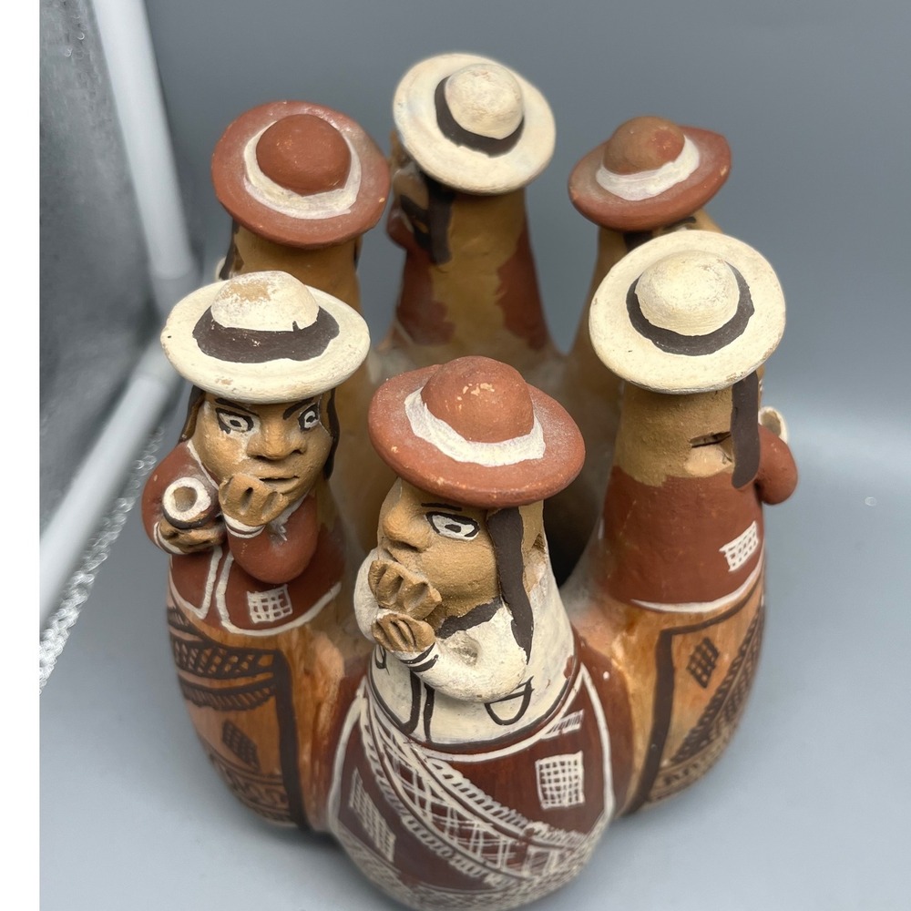Peruvian‎ Latin American Folk Art Gossiping Ladies Pottery Clay Whistle - Picture 3 of 6